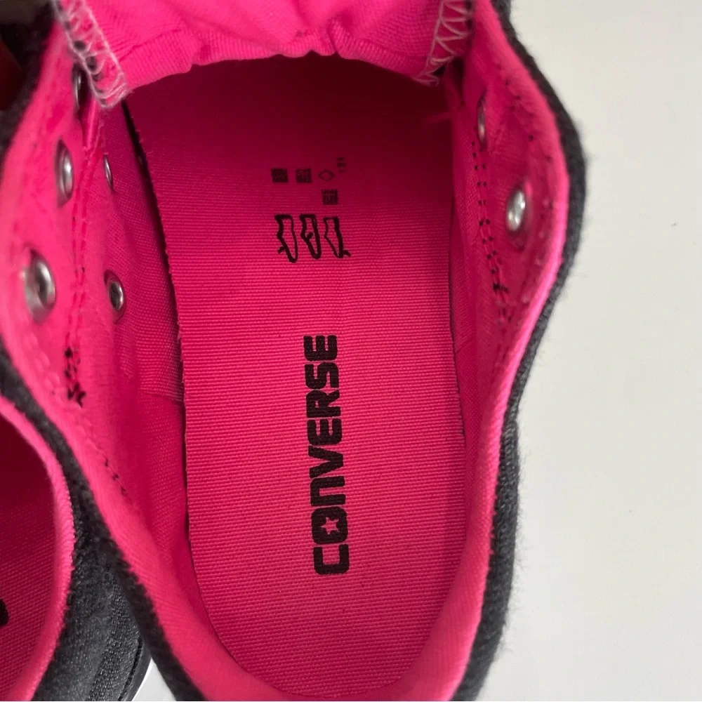 Converse Kids' Gray and Pink All Star Low Top Sneakers, size 2Y (see size note)